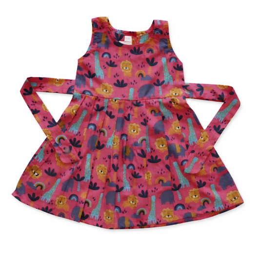 Dark pink Animal Print Cotton Frock