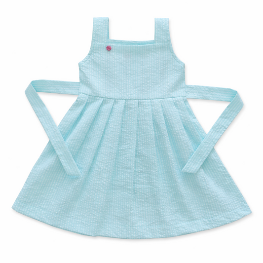 Aqua Color Crush Shoulder Patti Cotton Frock