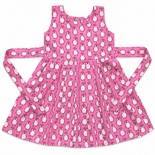 Penguin Print Sleeveless Cotton Frock