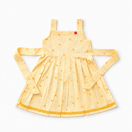 Yellow Lining with Shoulder Patti Cotton Frock