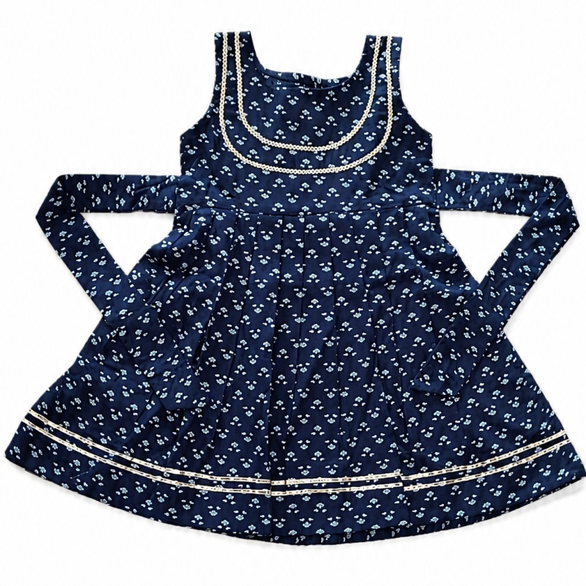 Indigo Print Semi Festive Cotton Frock (Copy)