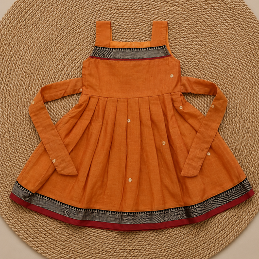 Handloom Cotton Mango Yellow  Frock
