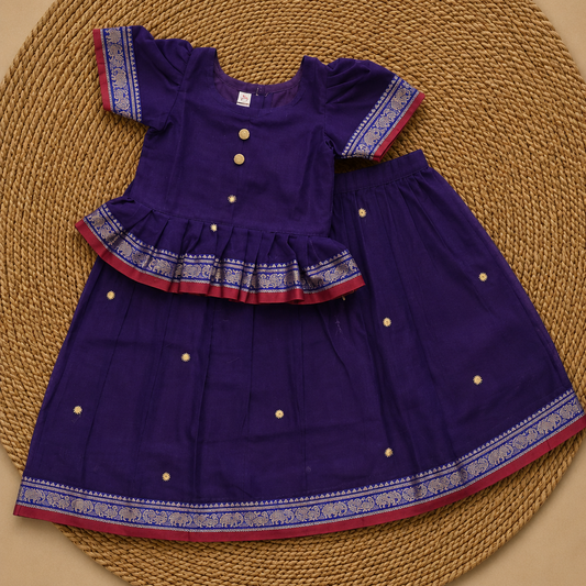 Handloom Purple Parkar Polka with Border