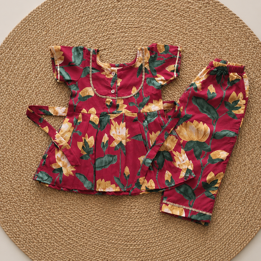 Red Floral Cotton Co-ord Set