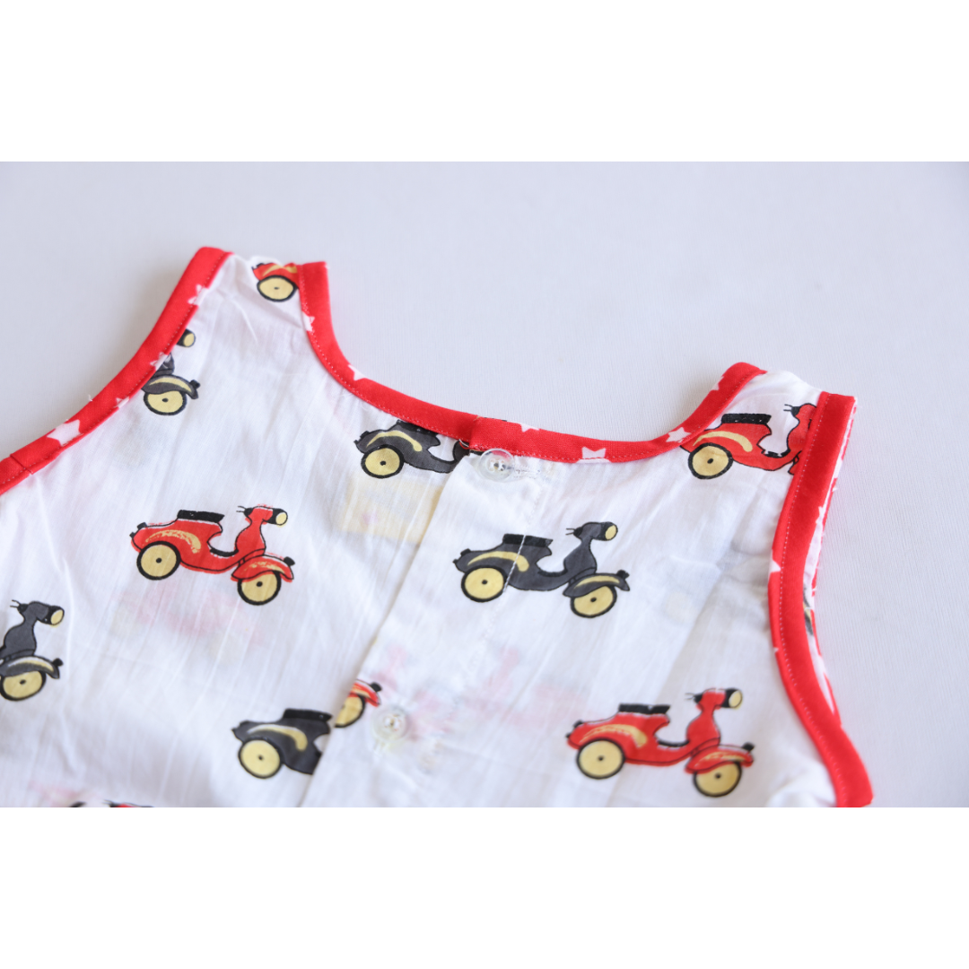Motorcycle Print Cotton Frock