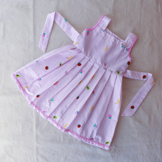 Pink Fruit Print Cotton Frock