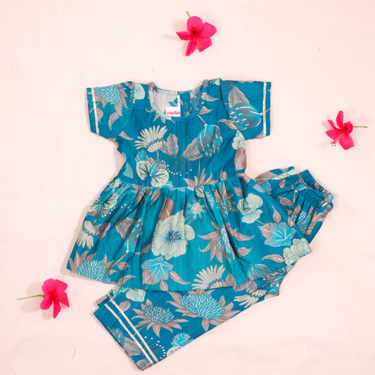Linen Cotton Rama Green Floral Co-ord Set