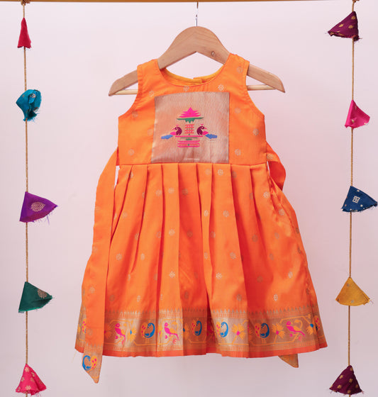 Orange Paithani Border Frock