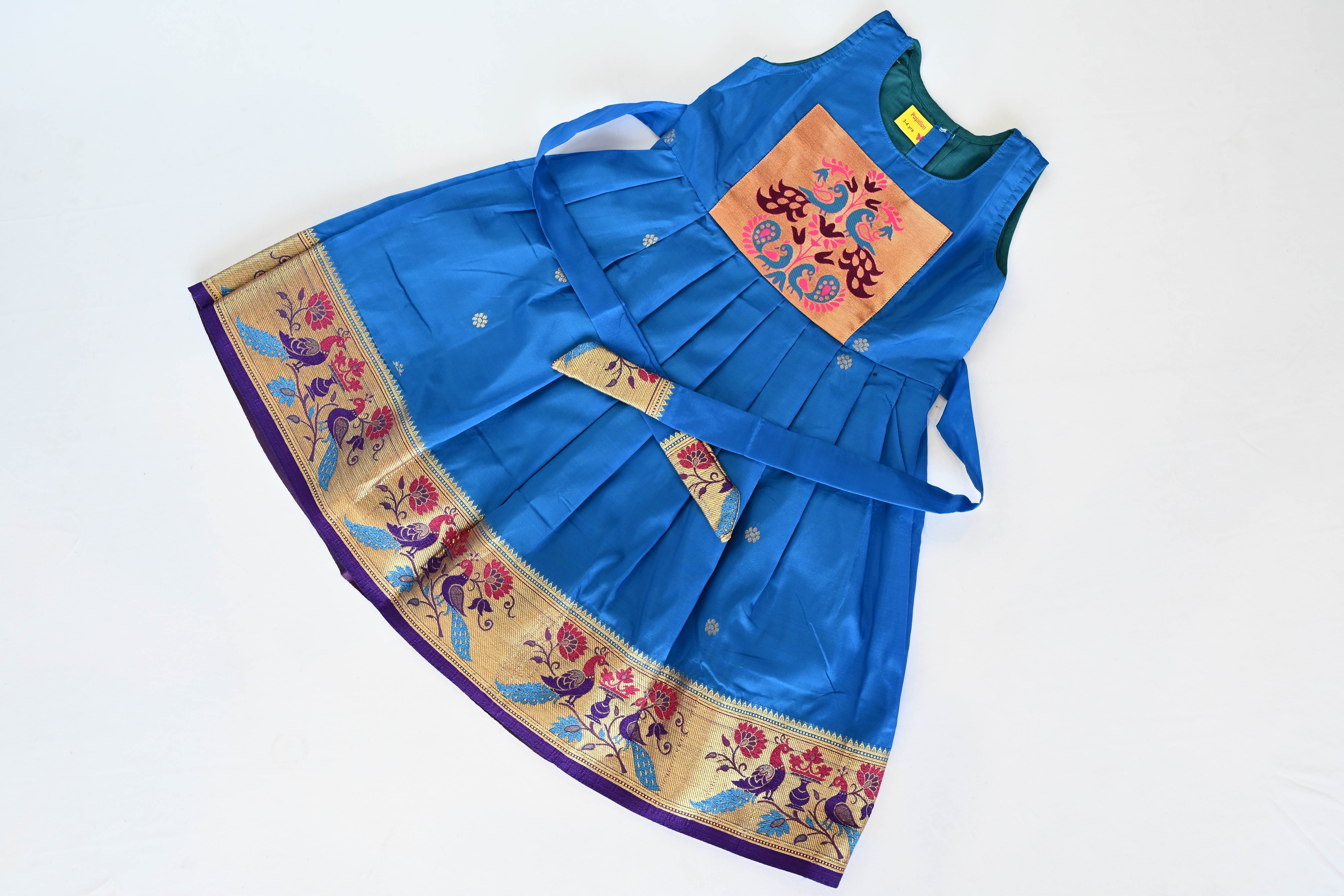 Chintamani Blue Paithani Silk Frock