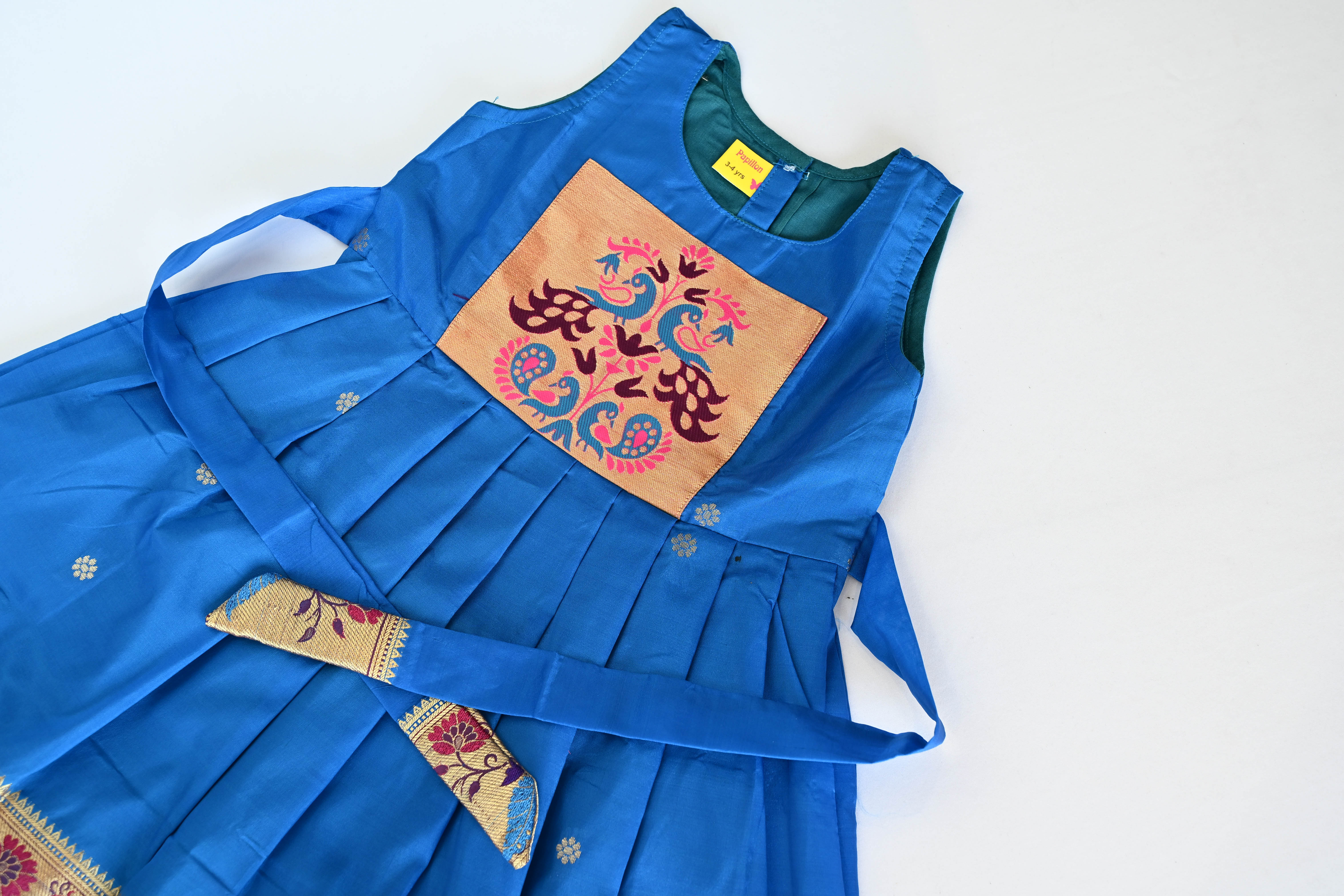 Chintamani Blue Paithani Silk Frock