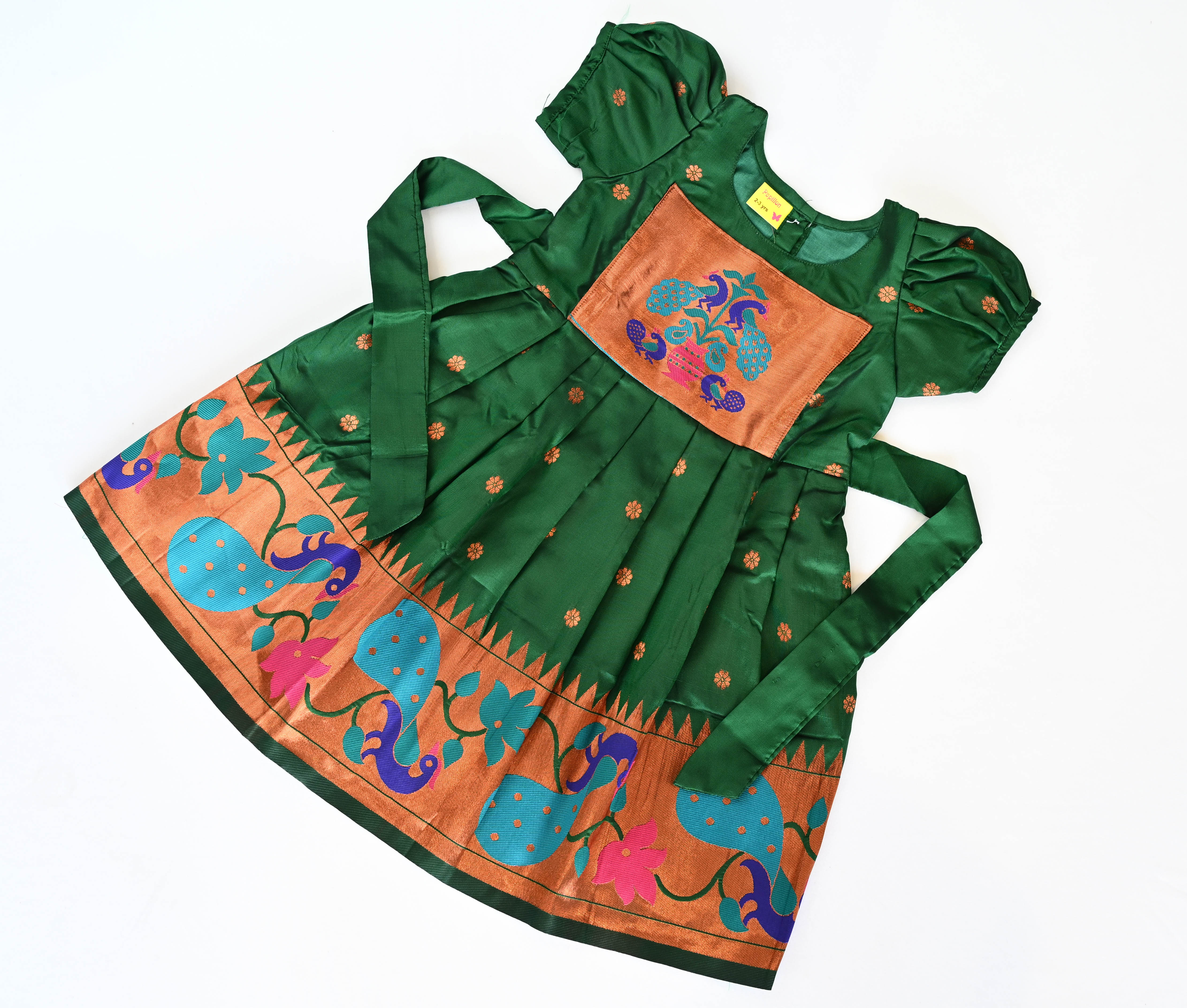 Green Paithani Silk Frock