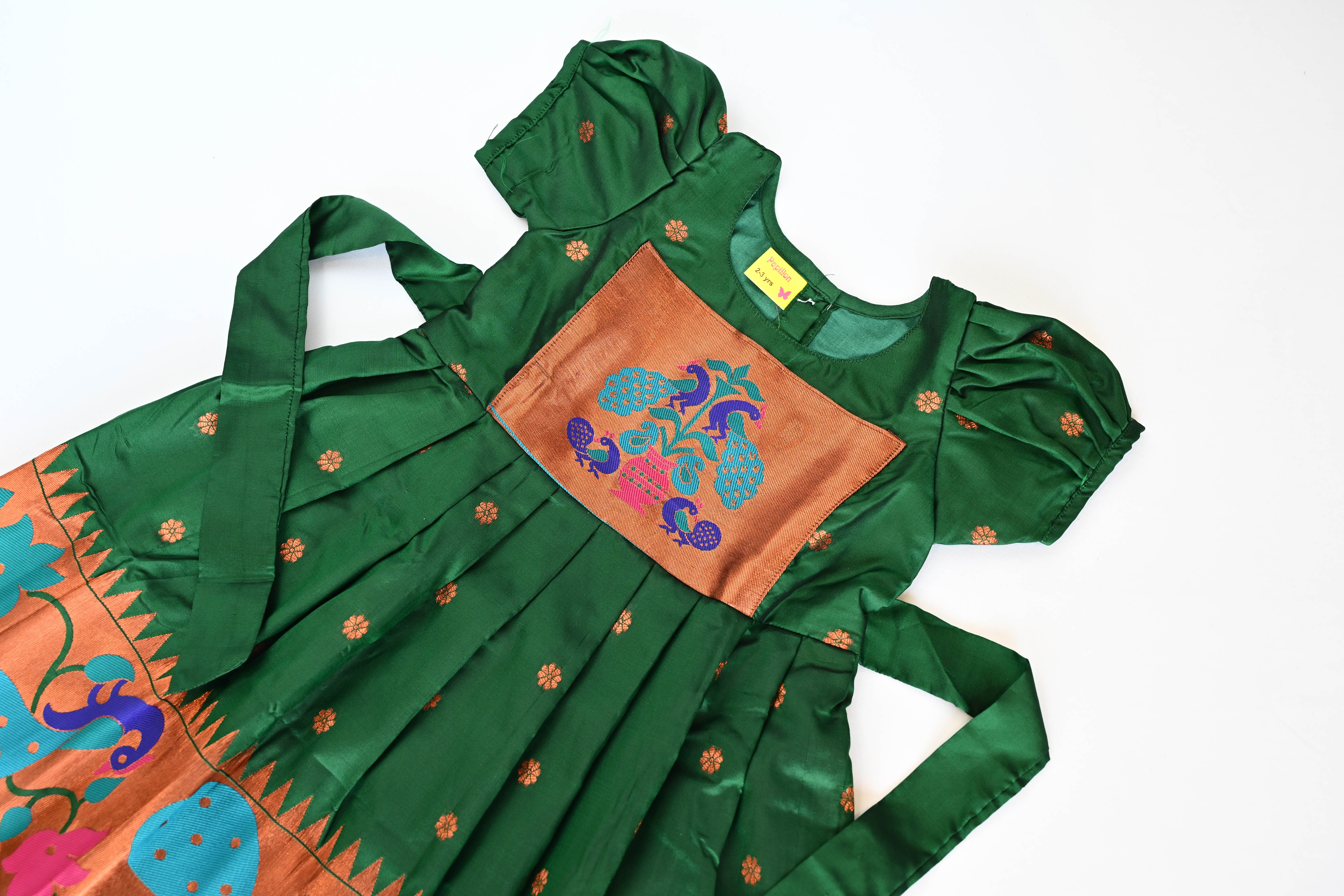 Green Paithani Silk Frock