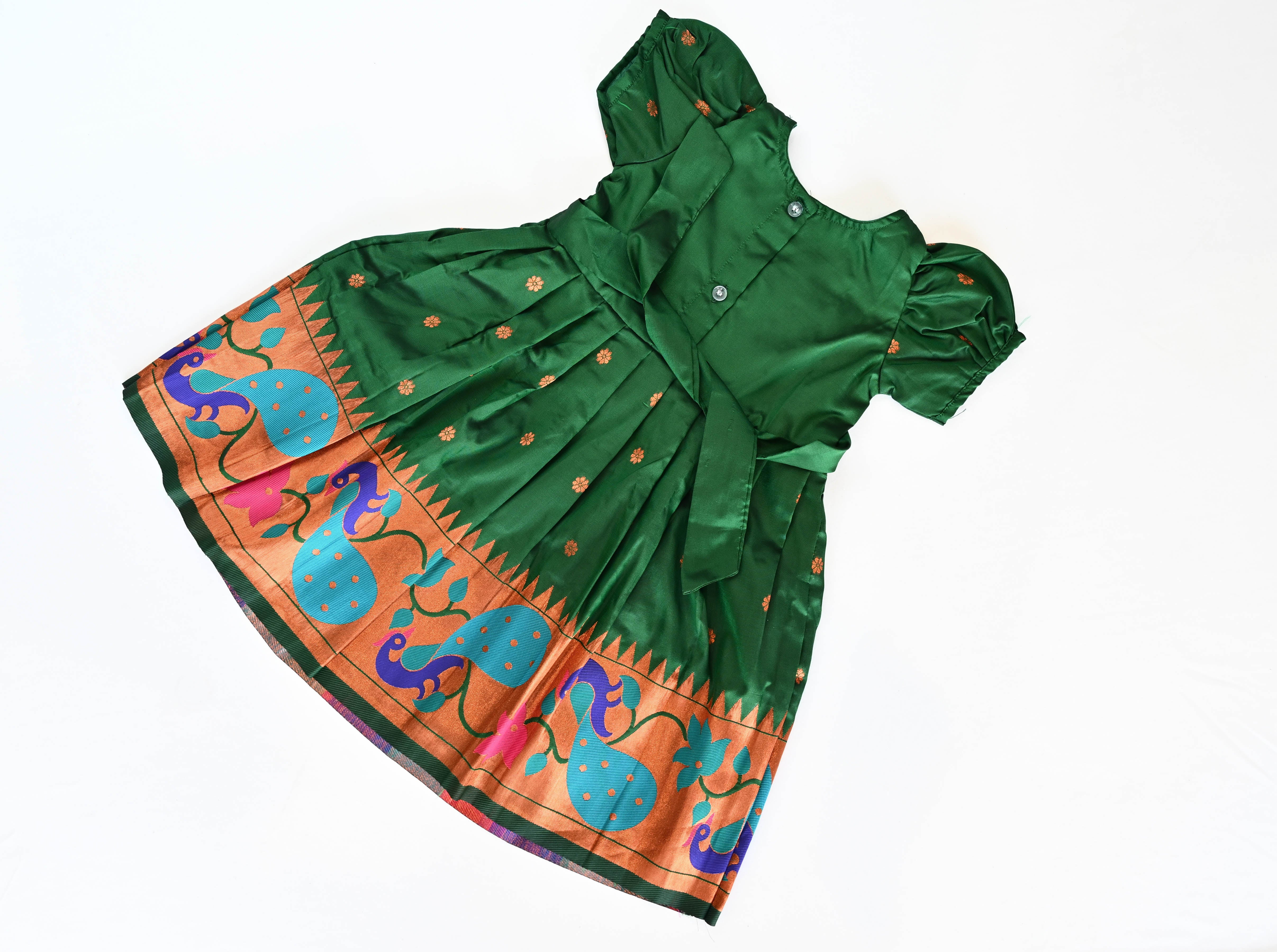 Green Paithani Silk Frock