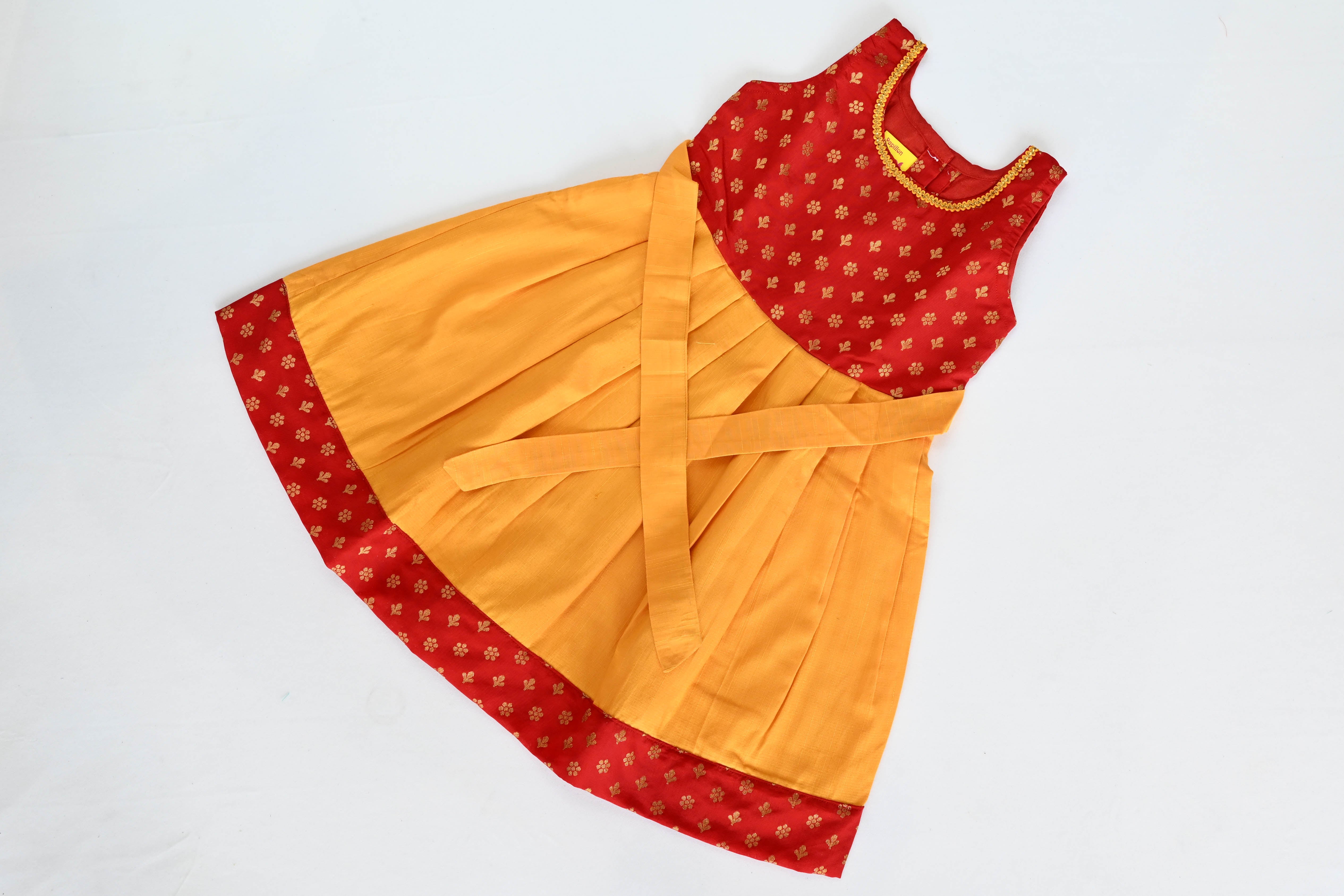 Red Cotton based Silk Frock