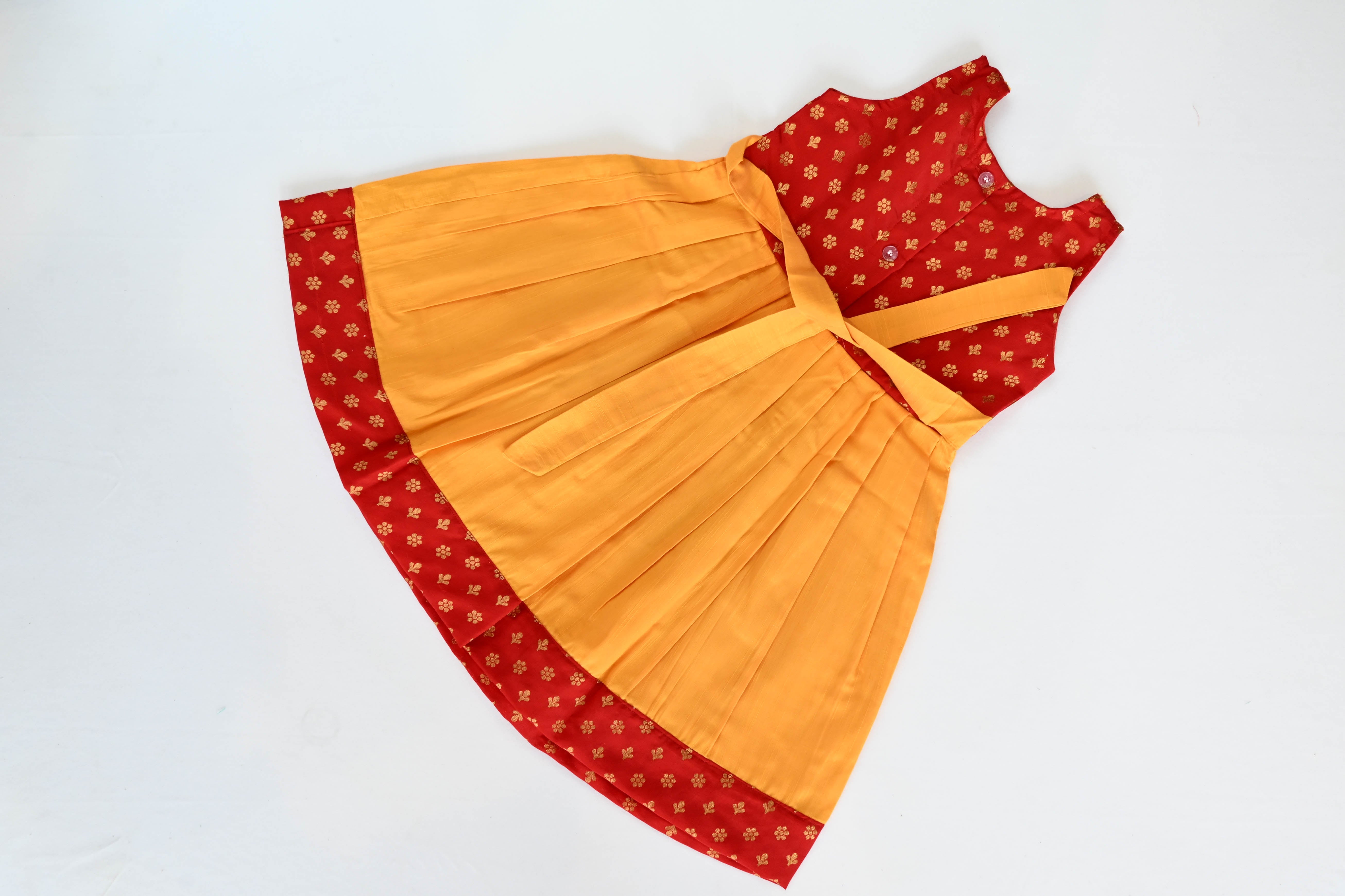 Red Cotton based Silk Frock