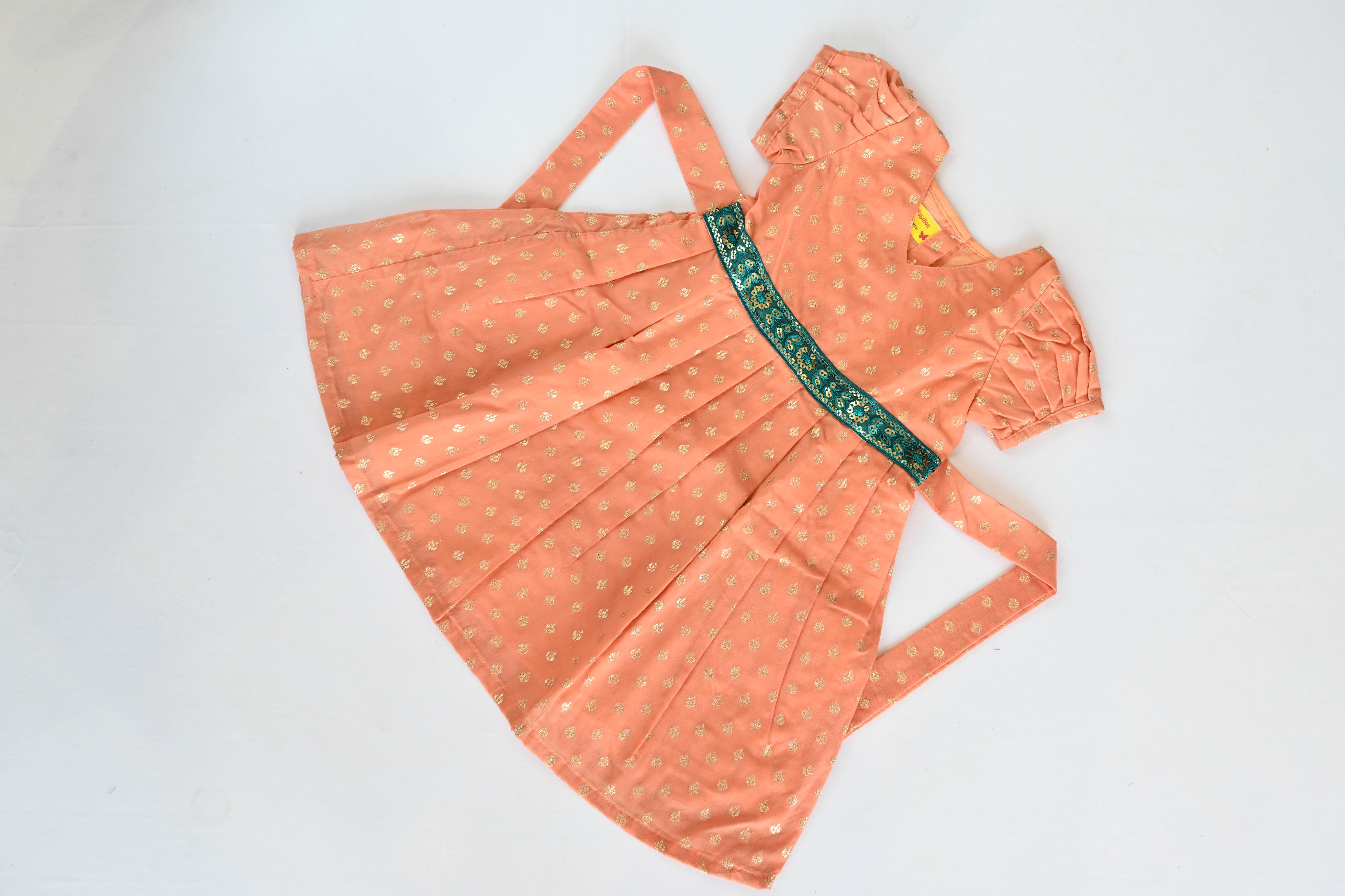 Peach Chanderi Silk Frock