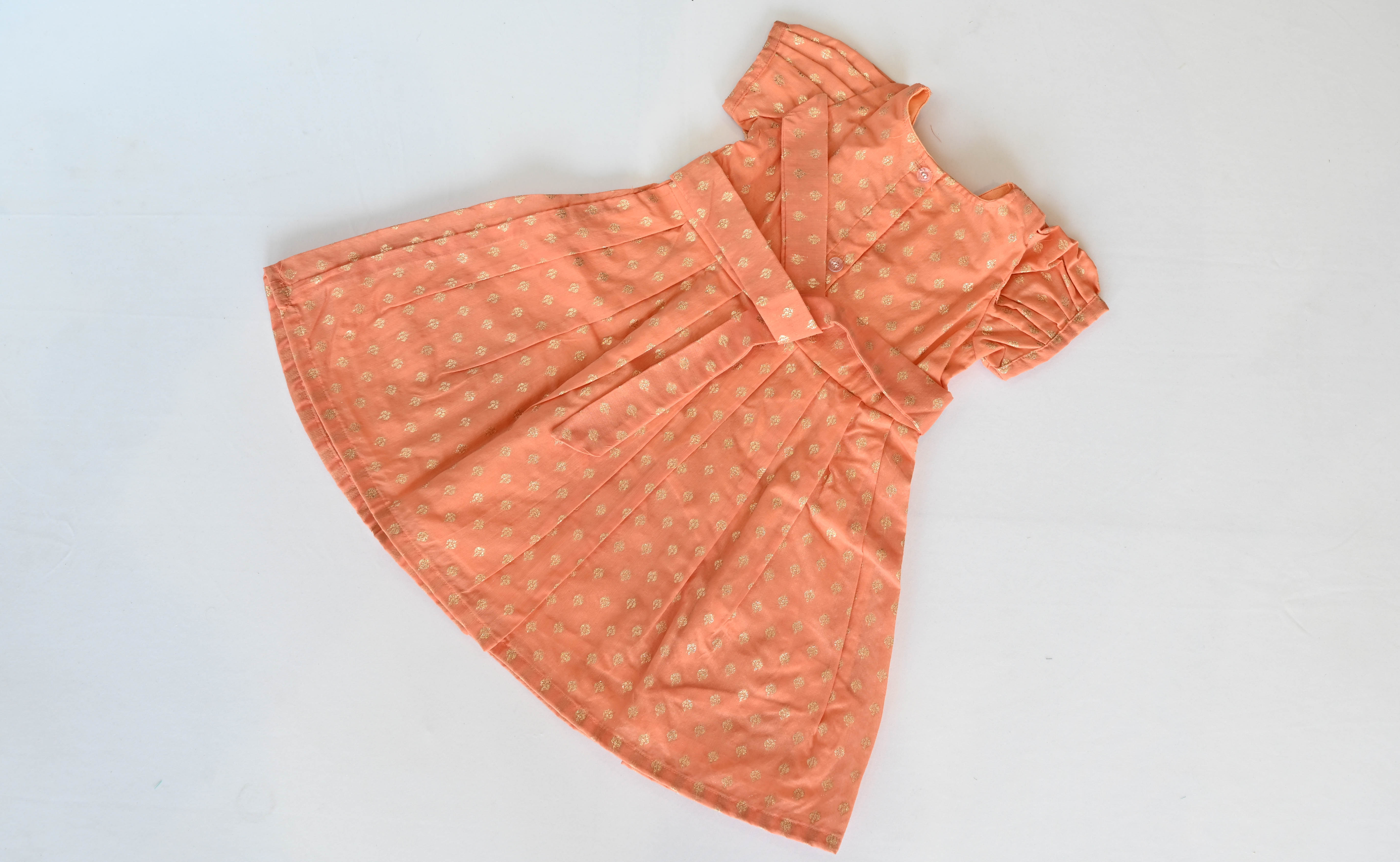 Peach Chanderi Silk Frock