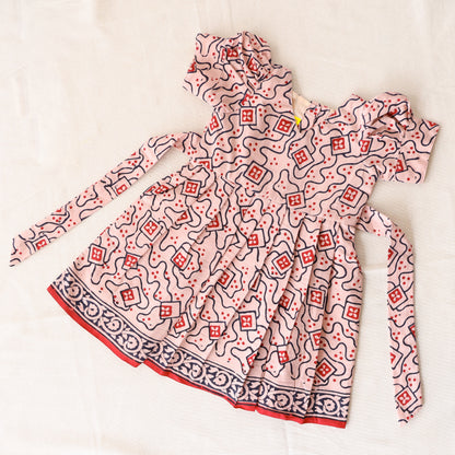 Handblock Print Peach Frock