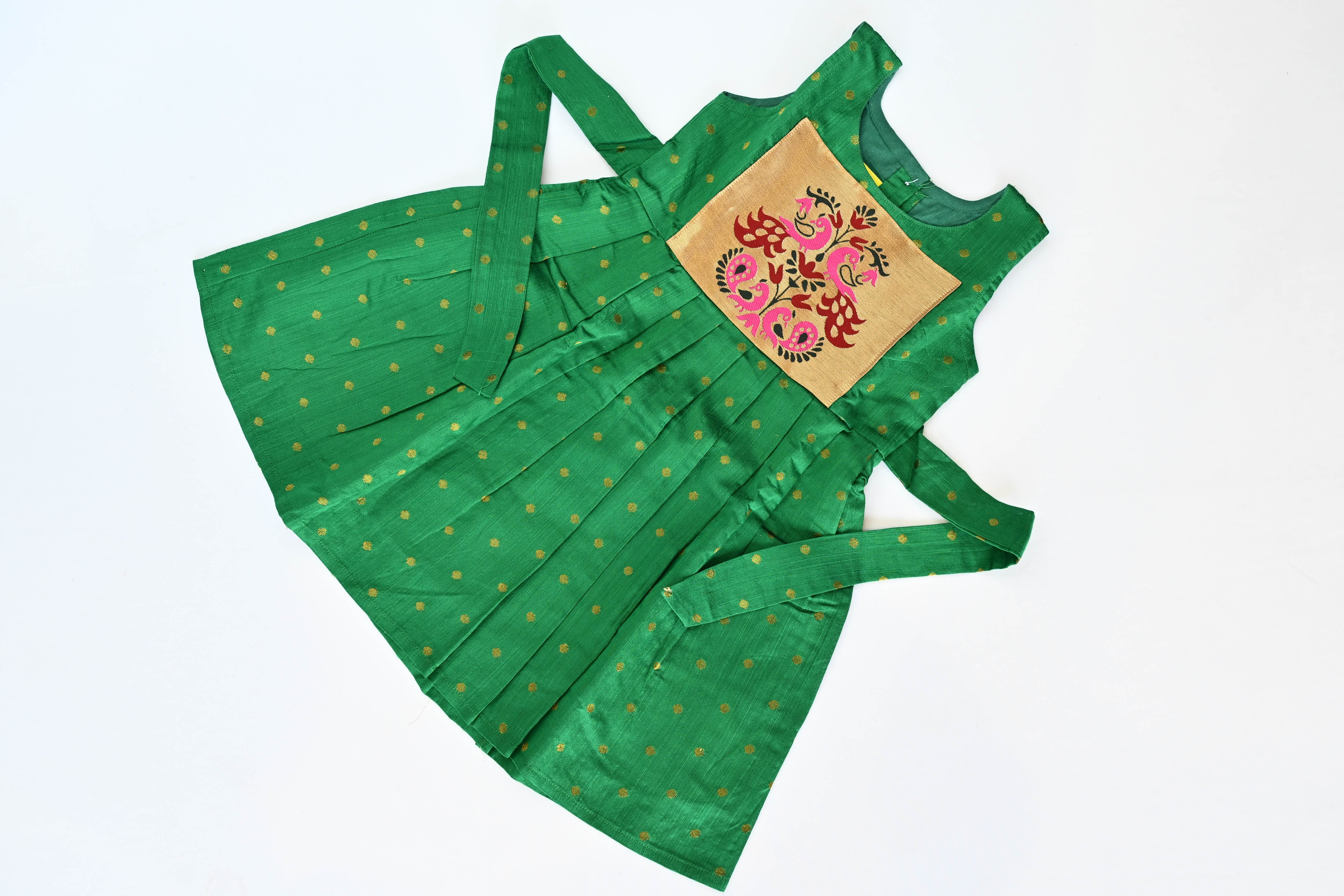 Green Paithani Patch Silk Frock