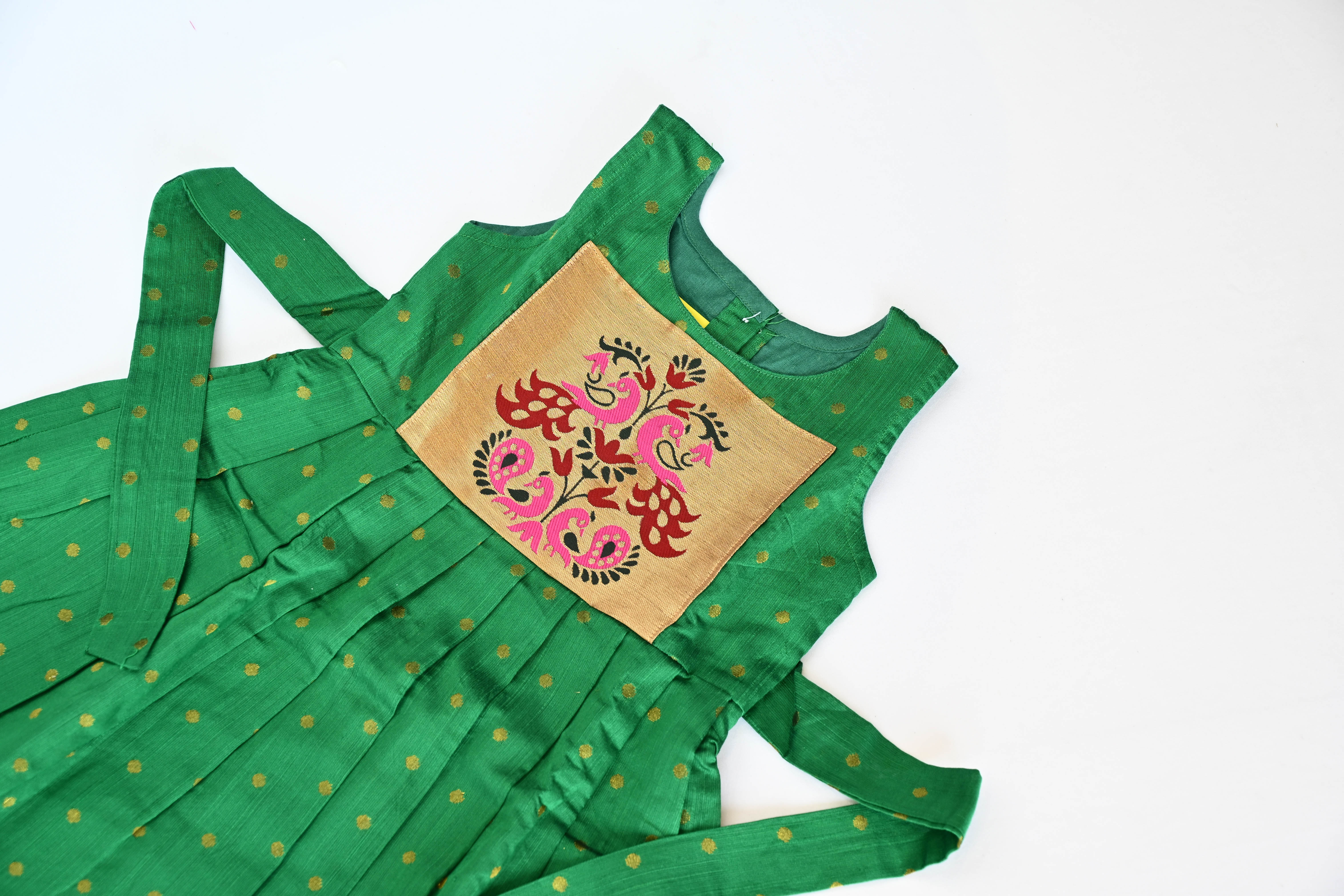 Green Paithani Patch Silk Frock