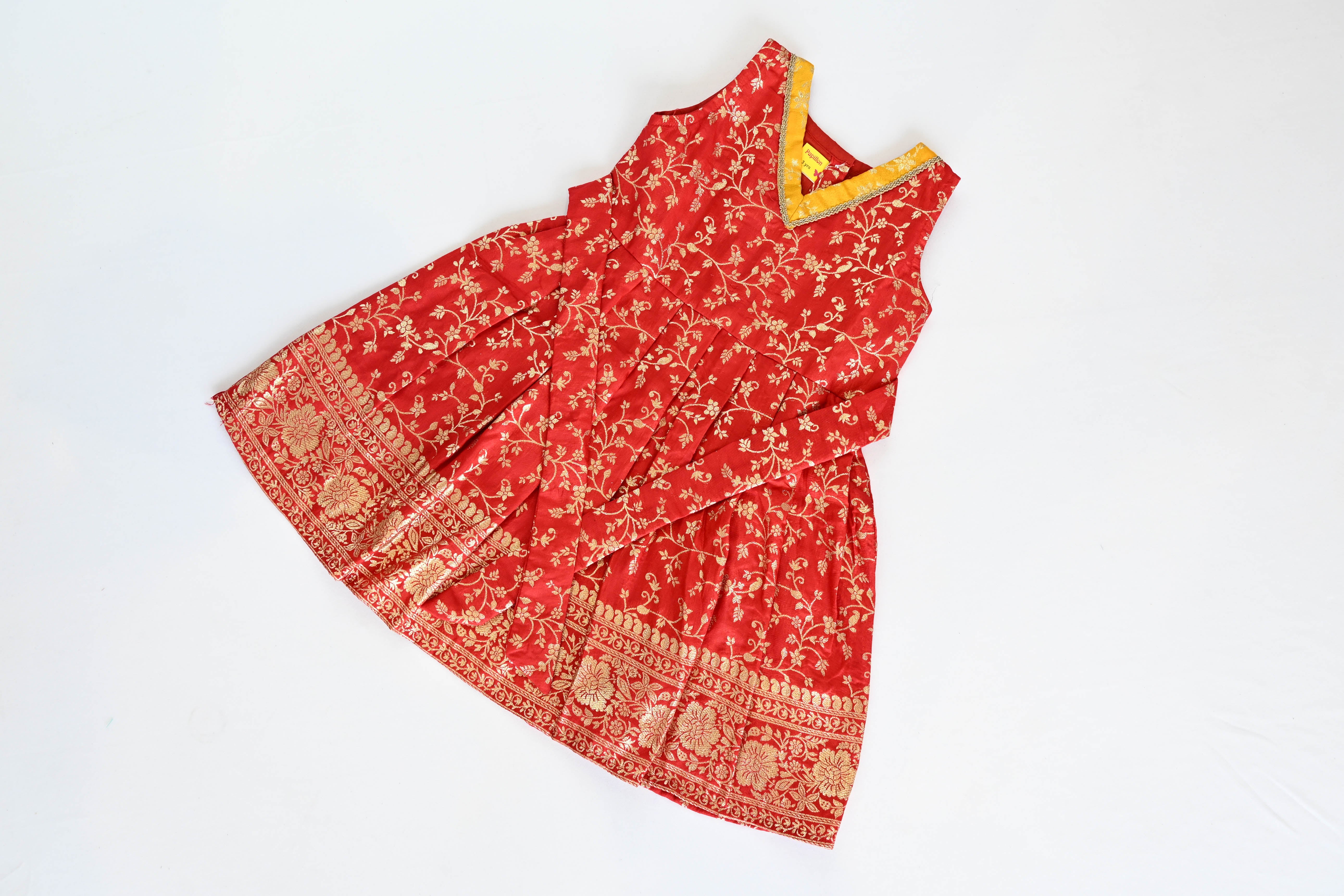 Red Banarasi Silk Frock