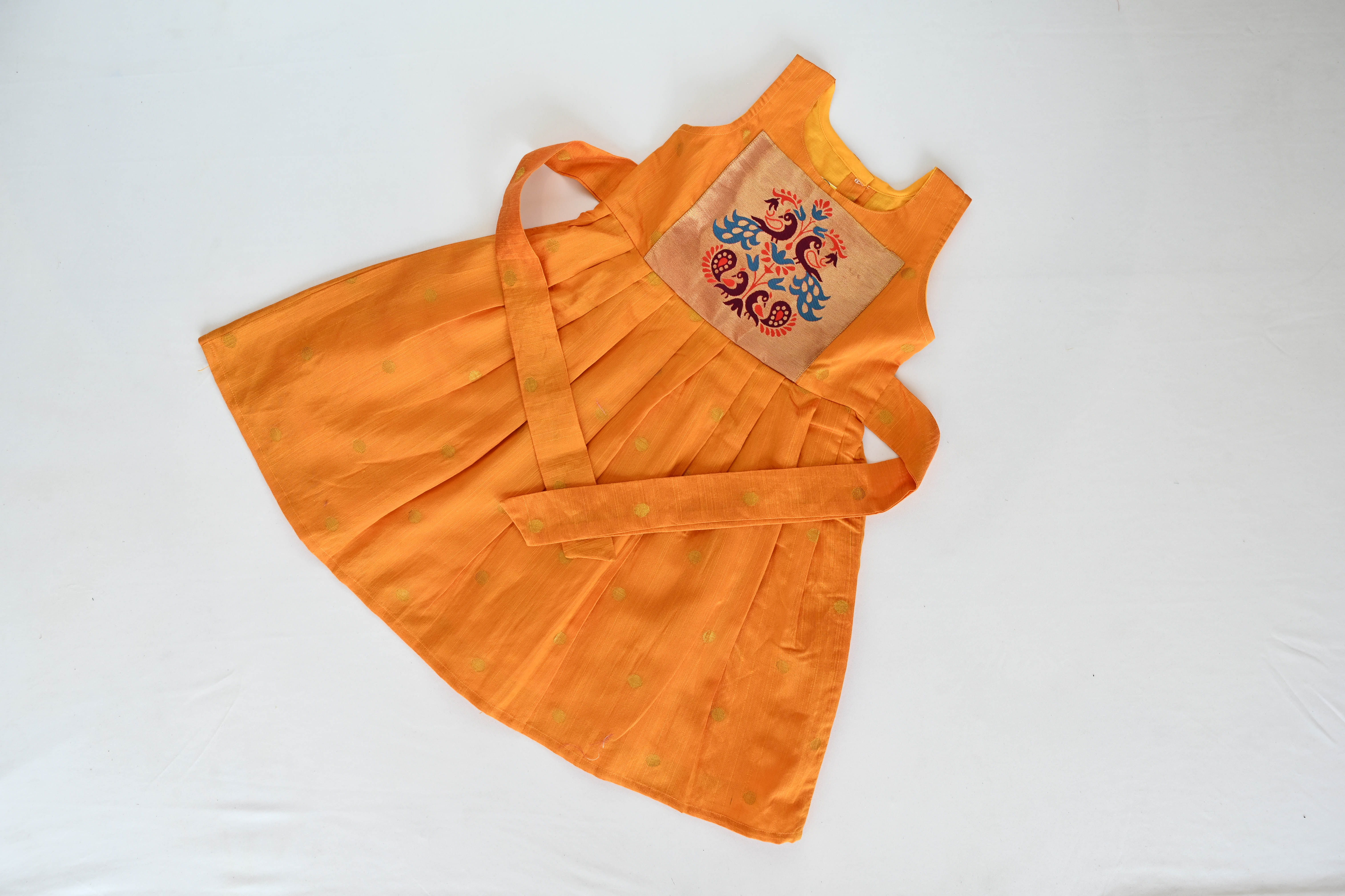 Yellow Paithani Patch Silk Frock